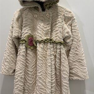 Corky’s and kids Cozy Cream Kids Coat with Green Accents Beautiful